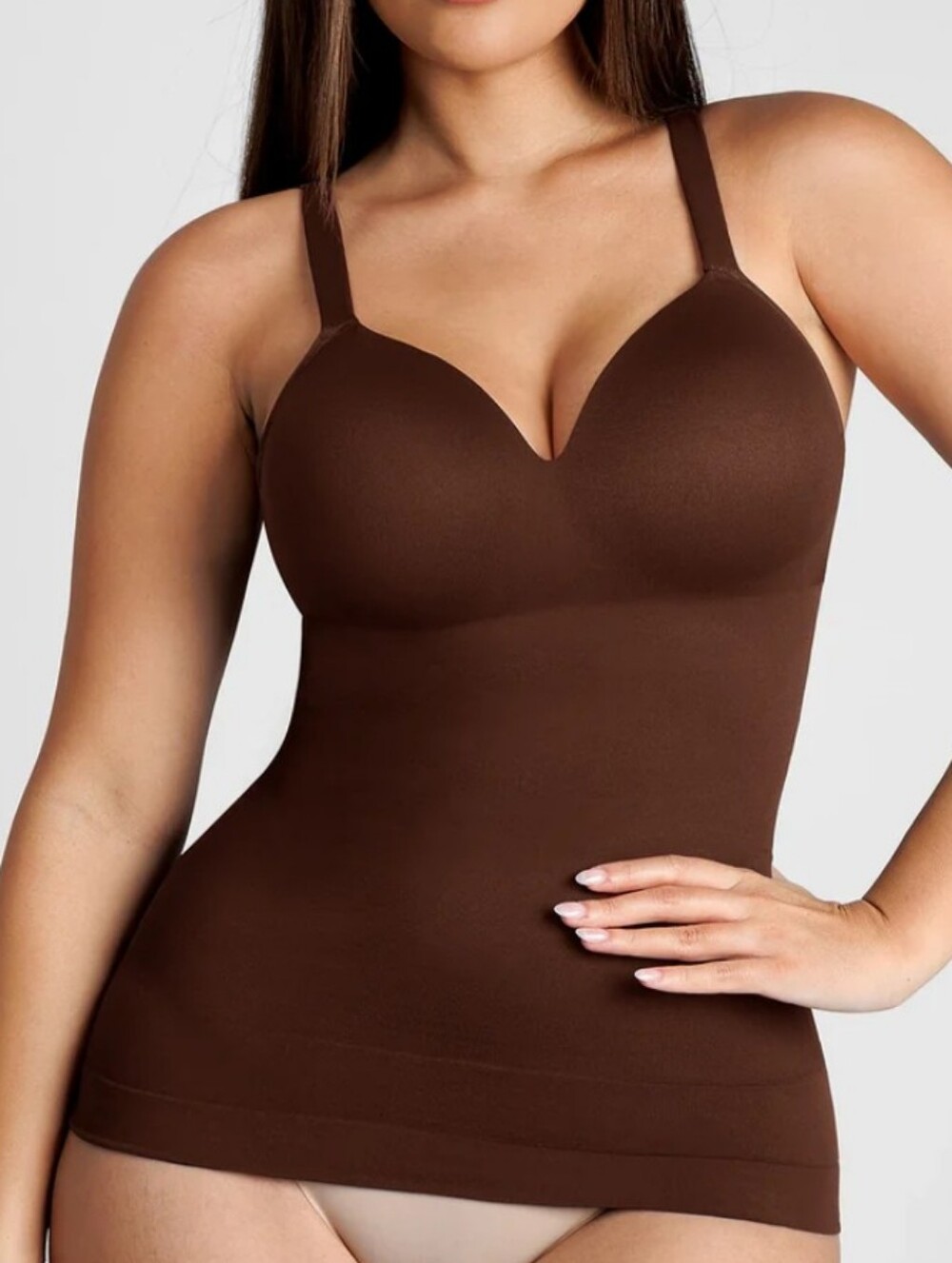 Dark Coffee Seamless Built-In Bra Cami Top